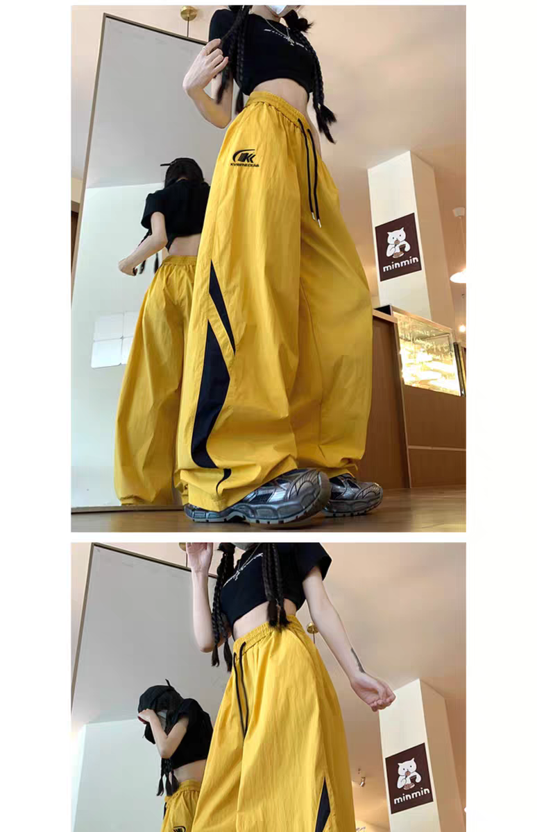 Side-Panel Color-Block Sweatpants for Men and Women – Summer American Retro Style, Loose-Fit, Versatile, Dopamine Couple’s Wide-Leg Straight Pants"