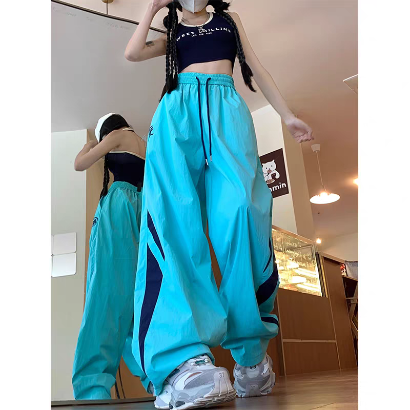 Side-Panel Color-Block Sweatpants for Men and Women – Summer American Retro Style, Loose-Fit, Versatile, Dopamine Couple’s Wide-Leg Straight Pants"