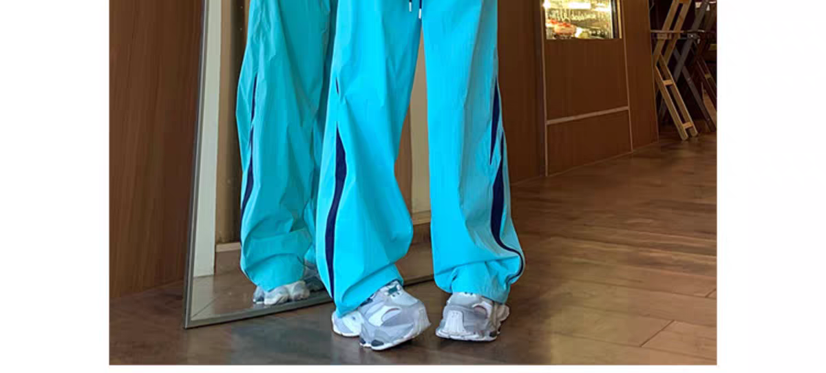 Side-Panel Color-Block Sweatpants for Men and Women – Summer American Retro Style, Loose-Fit, Versatile, Dopamine Couple’s Wide-Leg Straight Pants"