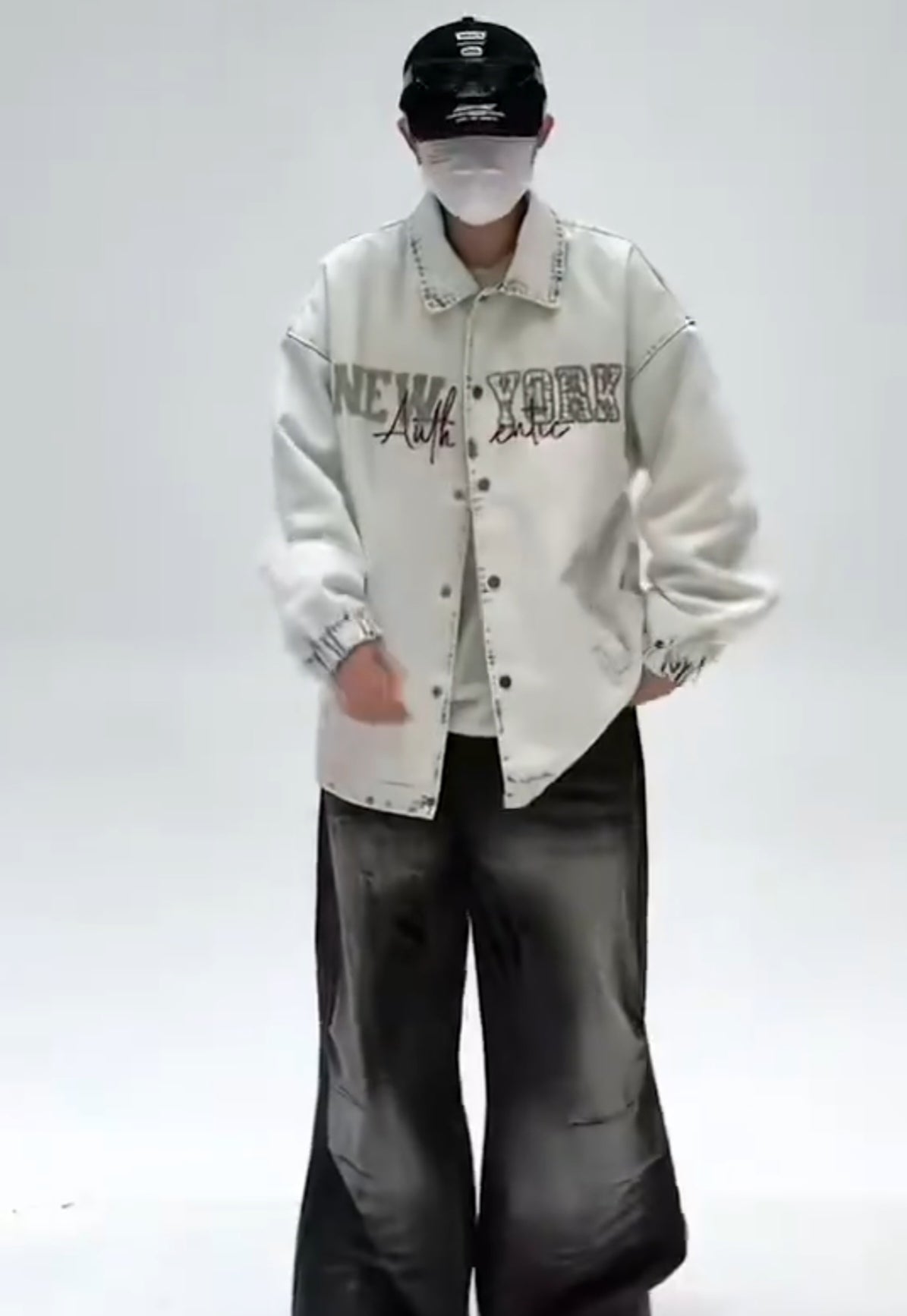 Oversized Snow Wash Denim Jacket - Cotton Tencel Blend