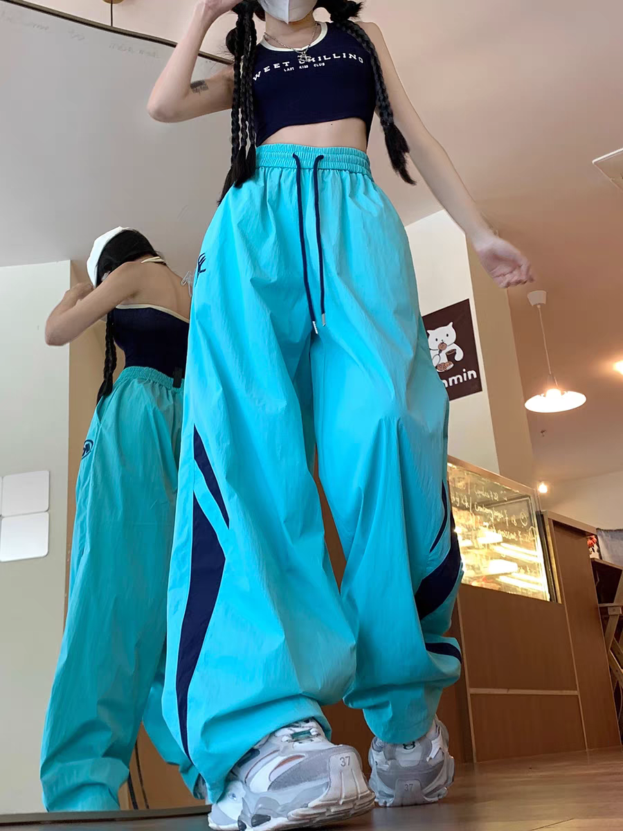 Side-Panel Color-Block Sweatpants for Men and Women – Summer American Retro Style, Loose-Fit, Versatile, Dopamine Couple’s Wide-Leg Straight Pants"
