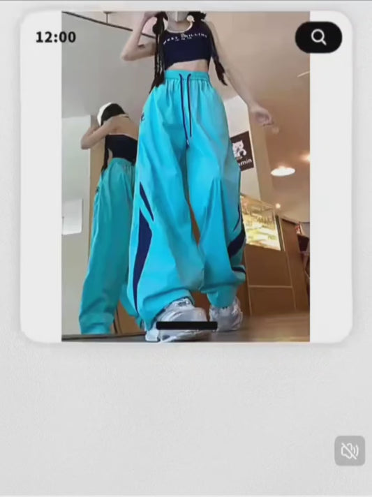 Side-Panel Color-Block Sweatpants for Men and Women – Summer American Retro Style, Loose-Fit, Versatile, Dopamine Couple’s Wide-Leg Straight Pants"