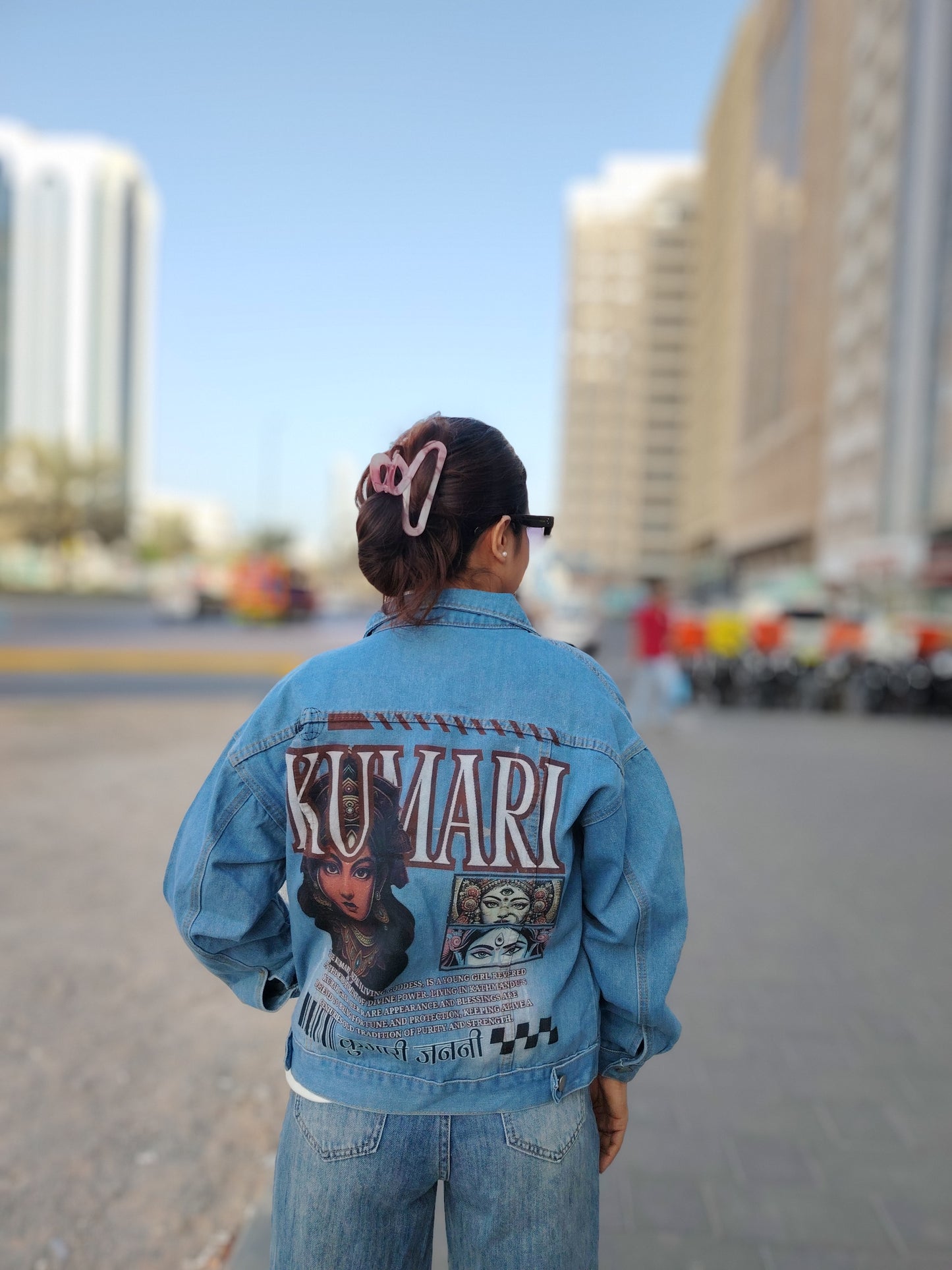 Kumari Goddess Print Women's Jeans | 80/20 Cotton Blend | Cultural Art DTG Print | Comfortable & Stylish Nepali Tribute