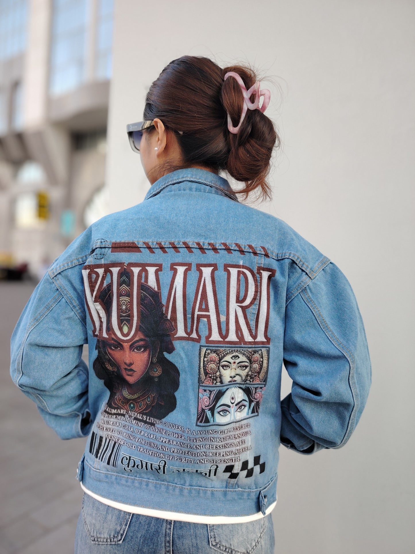 Kumari Goddess Print Women's Jeans | 80/20 Cotton Blend | Cultural Art DTG Print | Comfortable & Stylish Nepali Tribute