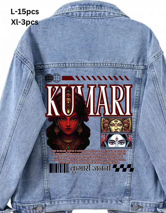 Kumari Goddess Print Women's Jeans | 80/20 Cotton Blend | Cultural Art DTG Print | Comfortable & Stylish Nepali Tribute