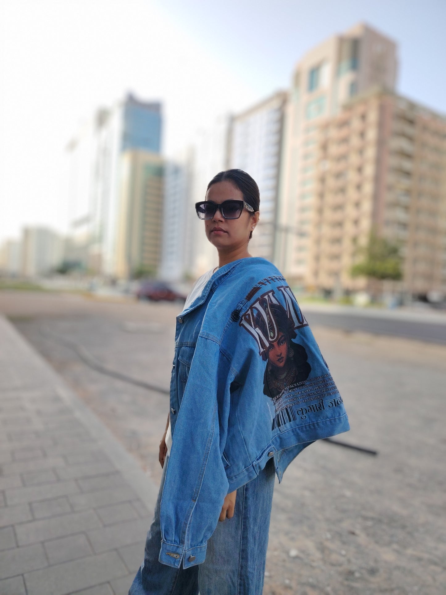 Kumari Goddess Print Women's Jeans | 80/20 Cotton Blend | Cultural Art DTG Print | Comfortable & Stylish Nepali Tribute