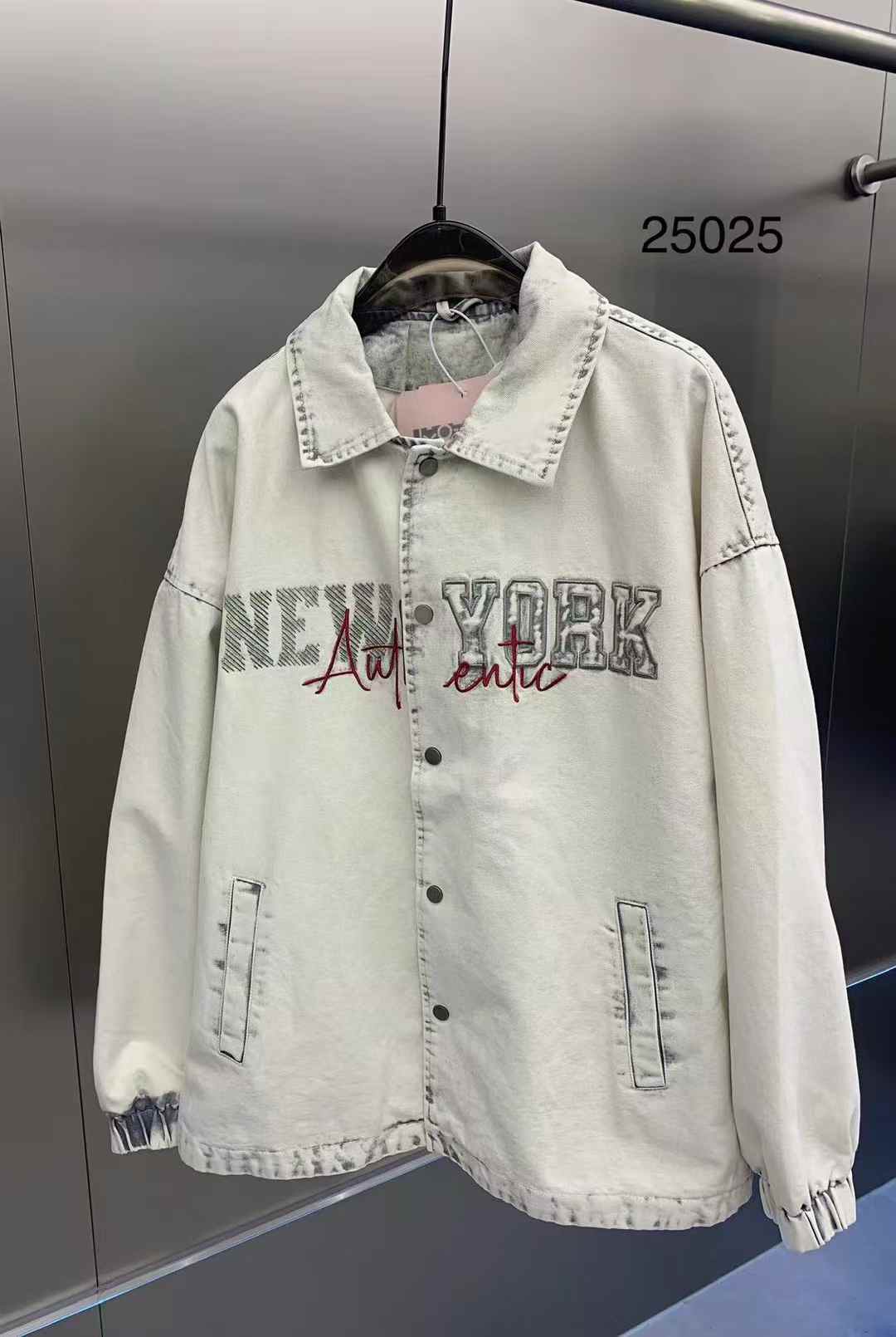 Oversized Snow Wash Denim Jacket - Cotton Tencel Blend