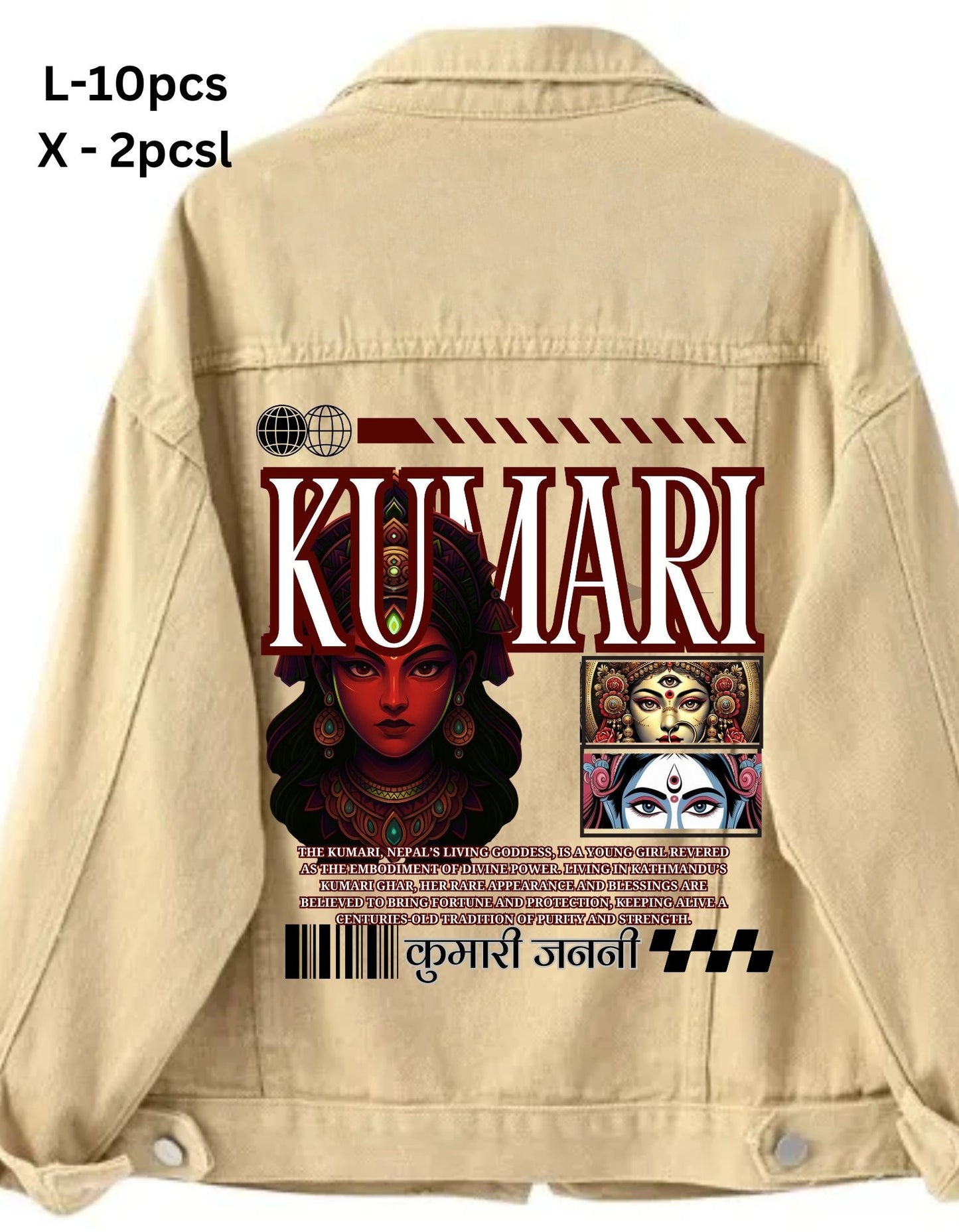 Kumari Goddess Print Women's Jeans | 80/20 Cotton Blend | Cultural Art DTG Print | Comfortable & Stylish Nepali Tribute