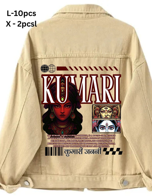 Kumari Goddess Print Women's Jeans | 80/20 Cotton Blend | Cultural Art DTG Print | Comfortable & Stylish Nepali Tribute