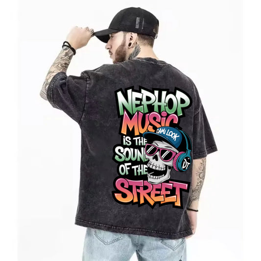 🎧 Nephop Skull Long Sleeve – Oversized | 230 GSM | DTG Print | HipHop Streetwear