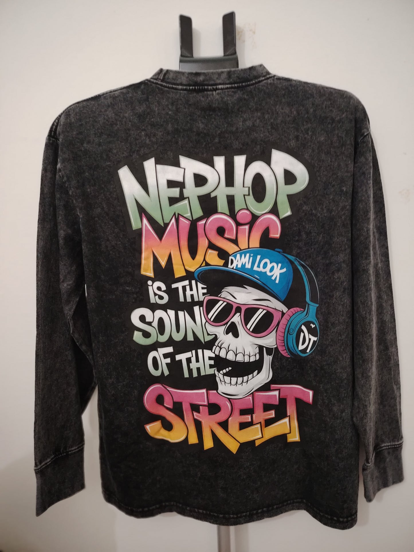 🎧 Nephop Skull Long Sleeve – Oversized | 230 GSM | DTG Print | HipHop Streetwear